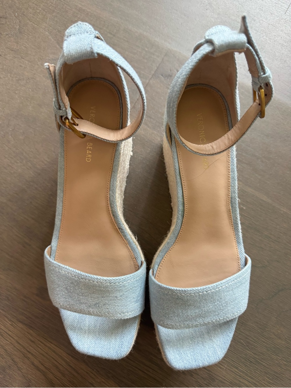 VERONICA BEARD Gianna denim espadrille wedge sandals NWOB